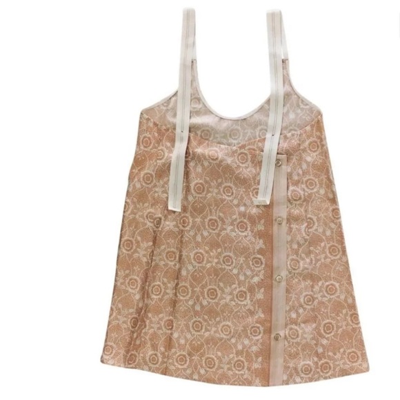 $345 Helmut Lang Silk Tank XS Vintage Italian Ornamental Peach Unfinished Straps - Picture 8 of 16